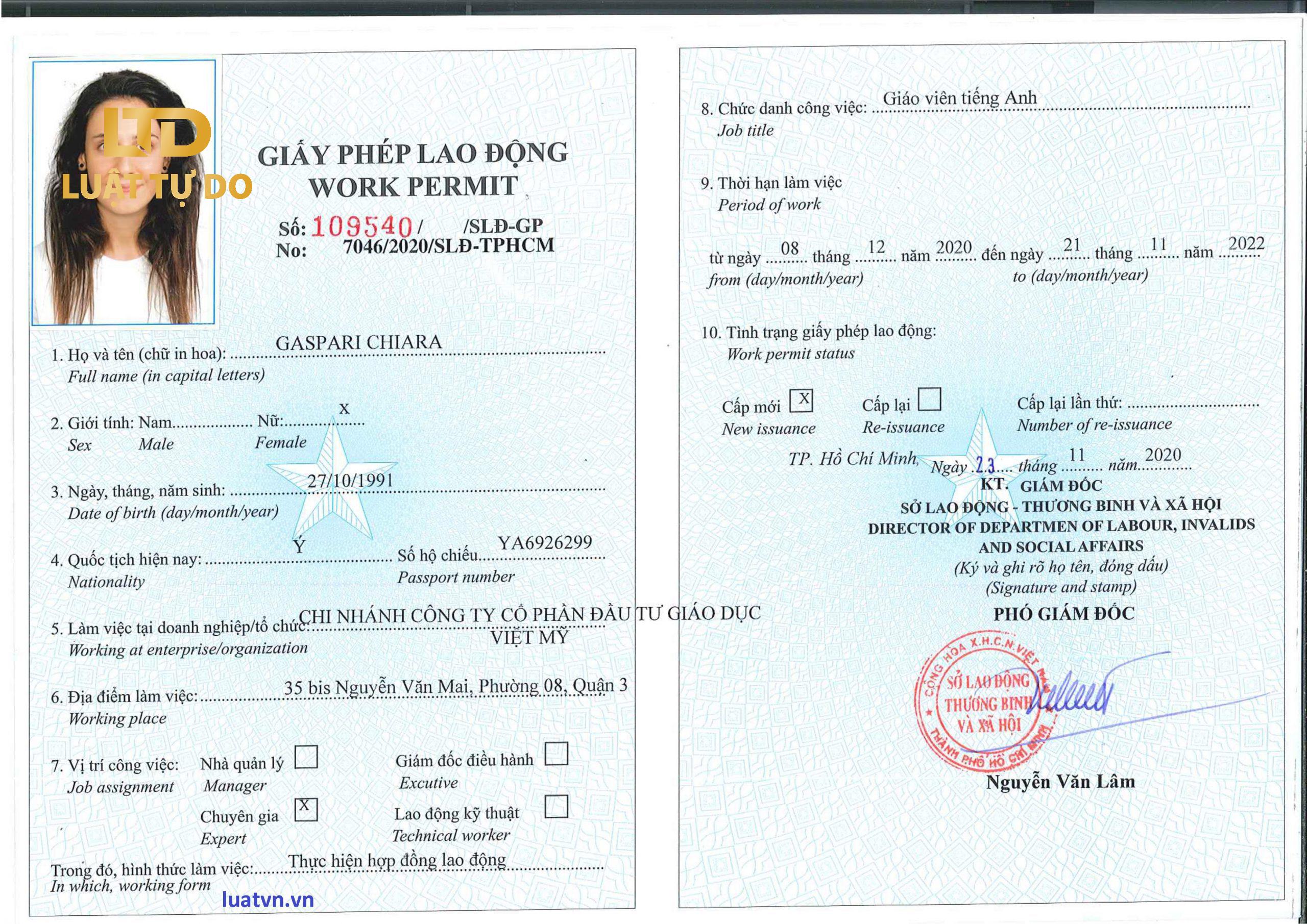 giấy phép lao động trọn gói